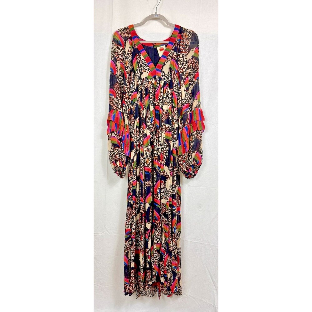 Farm Rio Maxi, Leopard Toucan, Relaxed, Long Sleeve, Medium, New! Retail $315 - Picture 6 of 8